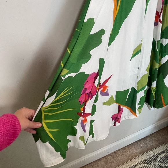 Farm Rio Tropical Print Midi Dress with Tie Shoulder Vacation Resort Bold - Picture 11 of 16